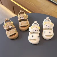 Simple Cute Newborn Baby Toddler Sandals Cartoon Bear Casual Children Sandal Boy Girl Baby Soft Comfortable Kick Resistant Shoes 4