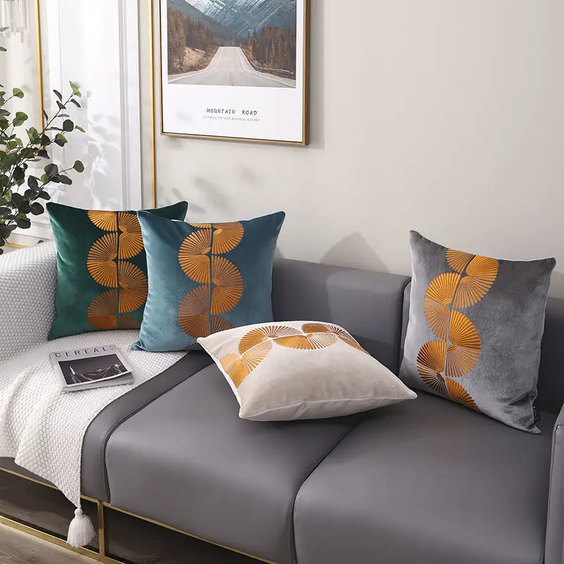 

Luxury Nordic Geometric Cushion Velvet Pillow For Sofa Embroidery Square Soft Decoration Living Room Cafe Sofa Gift Back Cars