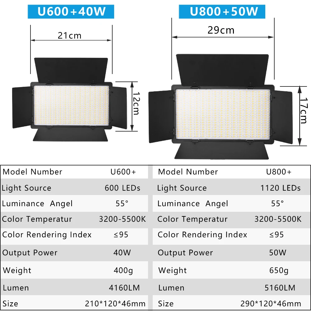 U800+ Bi-Color LED Video Light 4