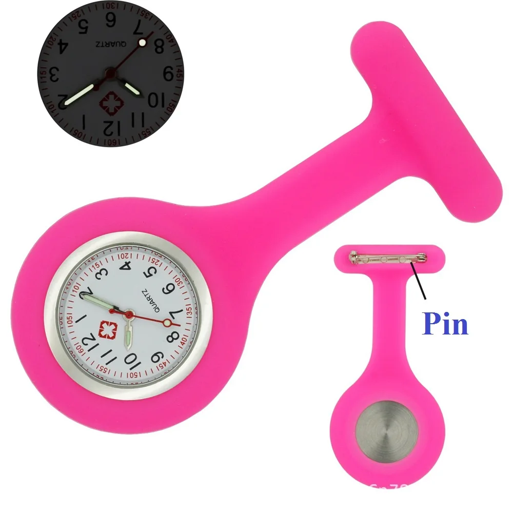 Pocket Watch Fashion Classic Women Doctor Nurse Silicone Rubber FOB Hospital Medical Brooch Pins Clock Gift