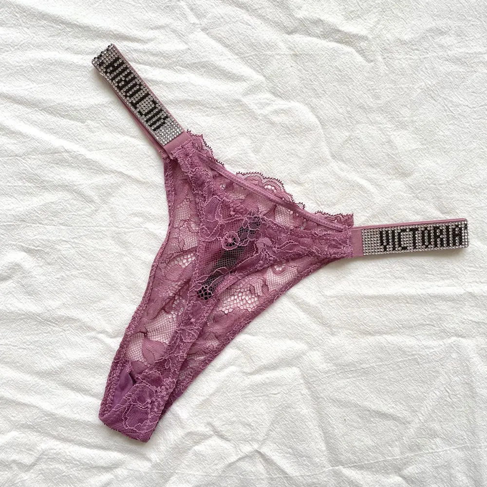 Women Panties Victoria's Secret Sexy Pink Brand Lingerie Female Intimate Underwear Rise Women Panties Bra Rhinestone Letter Comfort Brief
