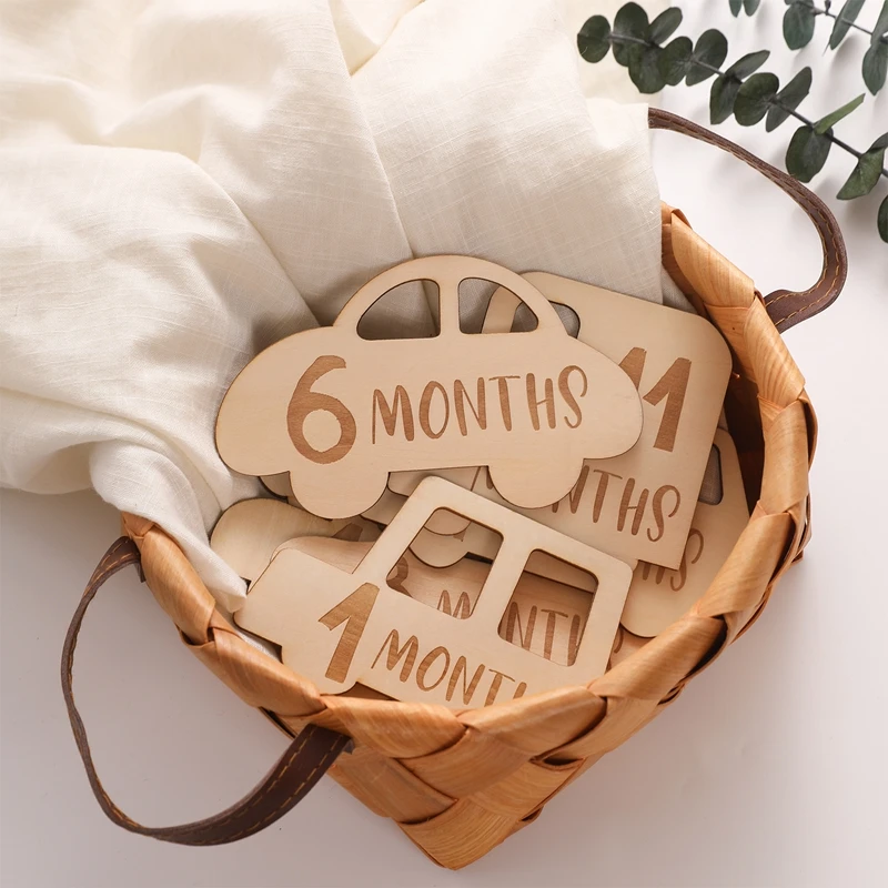 maternity photography packages near me 15pcs/set Baby Milestone Cards Car Shape Wooden Infants Birth Growth Record Card Handmade Newborn Birth Gift Photography Props hand & footprint makers at home	
