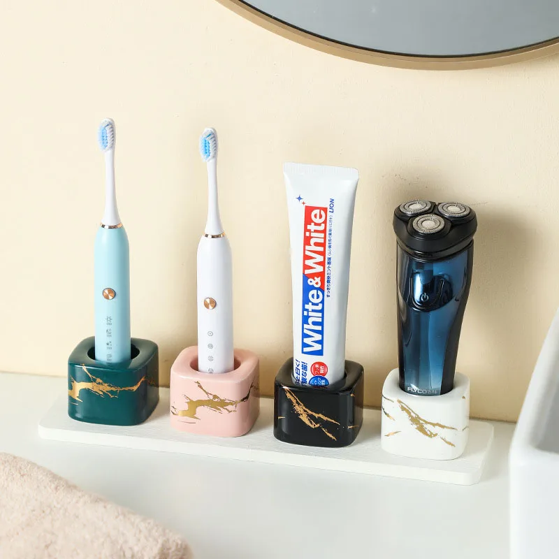 Round Ceramic Toothbrush Holder & Toothpaste Holder / Bathroom Organiser  Mini