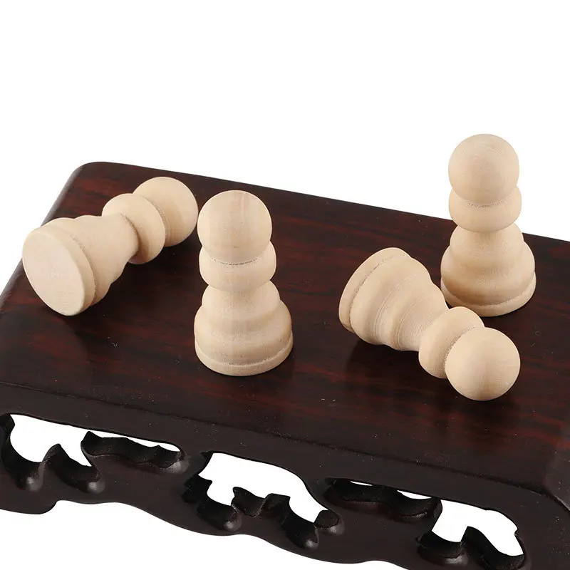 Wooden Chess Pieces for Children's Educational Board Game Wooden Dolls 9Pcs per Set