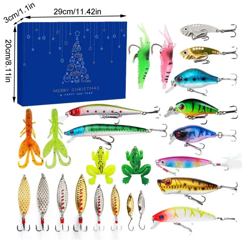 

Fishing Tackle Advent Calendar Set Exquisite Christmas Countdown Fishing Lures Gift Box Perfect Gift for Fishing Enthusiast
