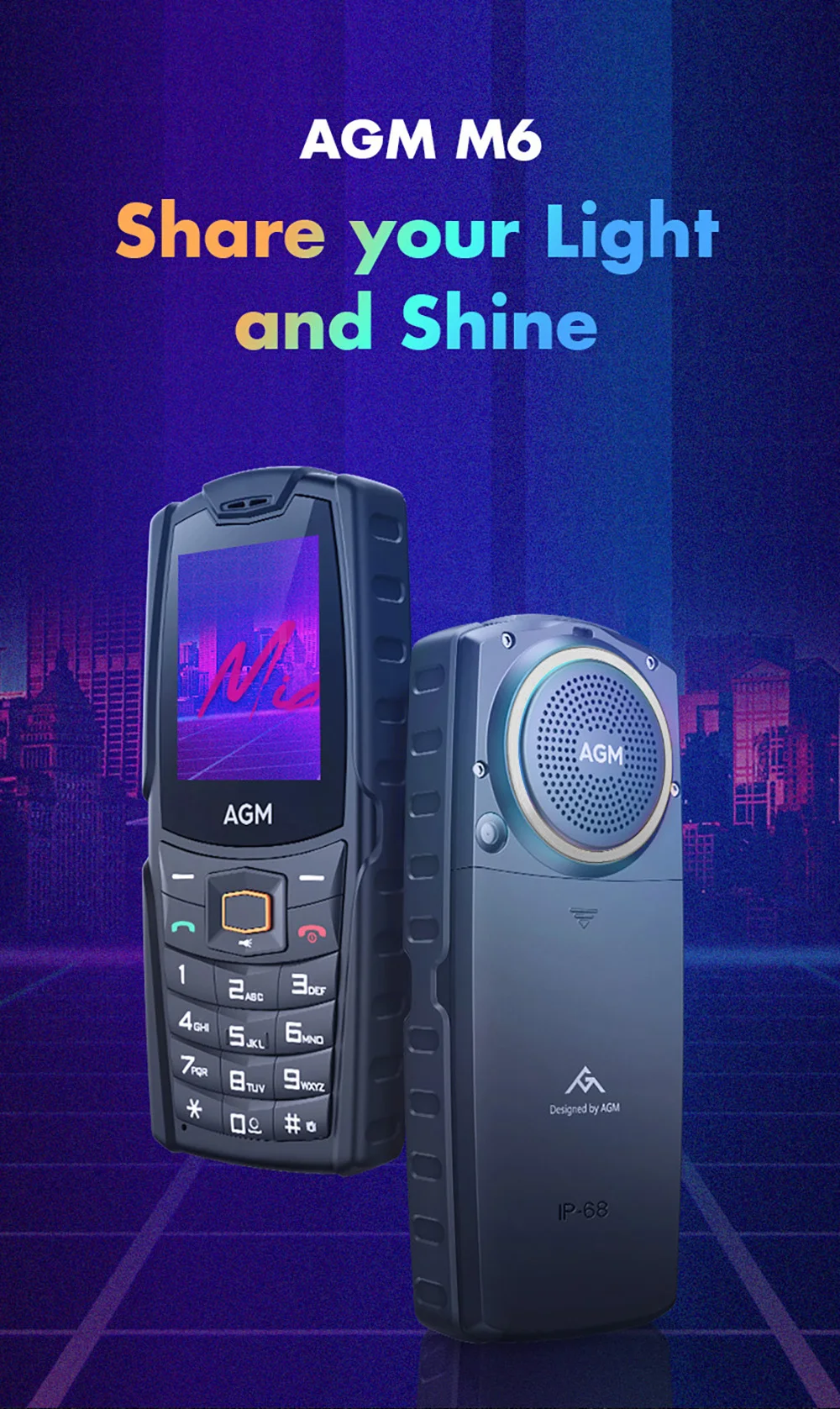 AGM M6 4G Rugged Phone, Cell Phone for Seniors & Kids, Dual SIM IP68/IP69K  Waterproof Phone, MIL-STD-810H, T-Mobile, 2.4 Screen, 48+128MB, 2500mAh