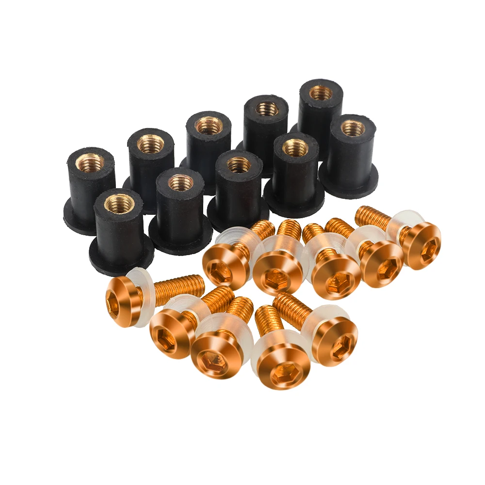 Lot De 10 Boulons De Pare-brise De Moto, Vis De Montage En Aluminium, écrous De Carénage Universels Pour Pare-brise Et Panneaux De Carrosserie De Moto (noir