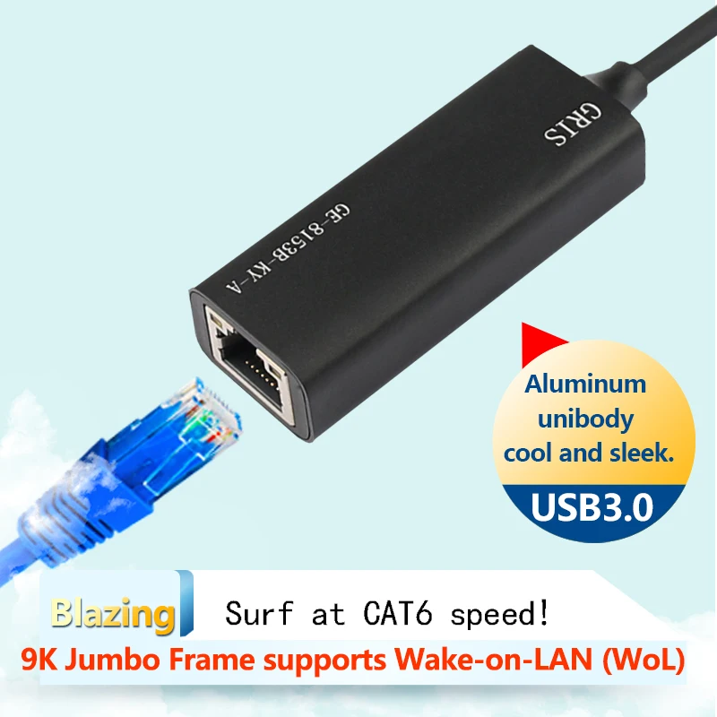 1000Mbps USB 3.0-RJ45 네트워크 카드 1G 어댑터 기가비트 이더넷 변환기 Lan PC 노트북 RTL8153B Windows 7/8.1/10/11용