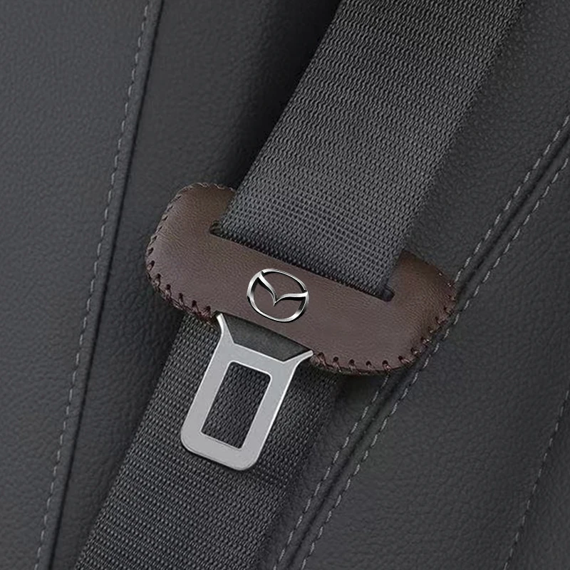 Car Seat Belt Buckle Cover Leather Protector Anti-collision Case For Mazda RX8 RX7 MX3 Axela Atenza MX5 CX9 CX7 SKYACTIV 2pcs