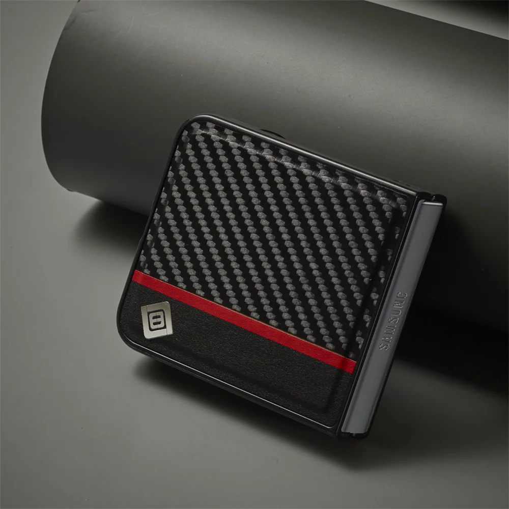 Carbon Fiber PU Leather Hybrid Hard Phone Case