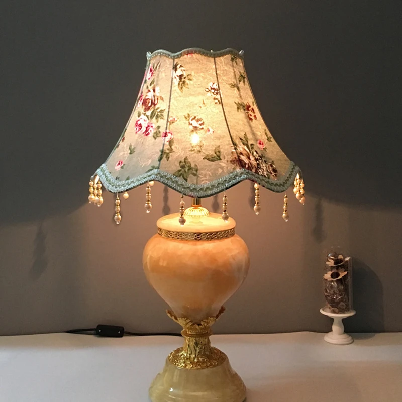 Europejska styl tabeli klosz do lampy tkanina frędzle koraliki koronka lampa ścienna dekoracja lampa na stół