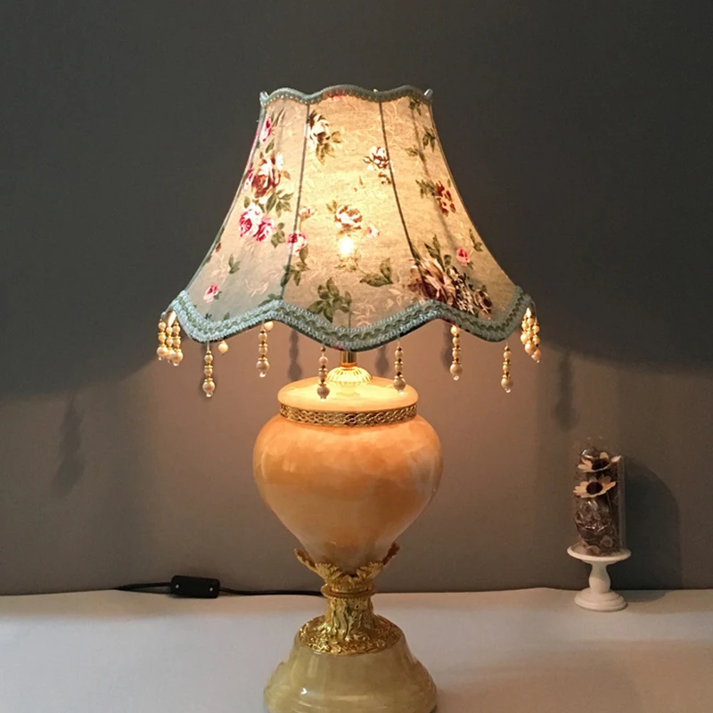 European Style Table Lamp Shade Fabric Fringe Beads Lace Wall Lampcover lamp shade