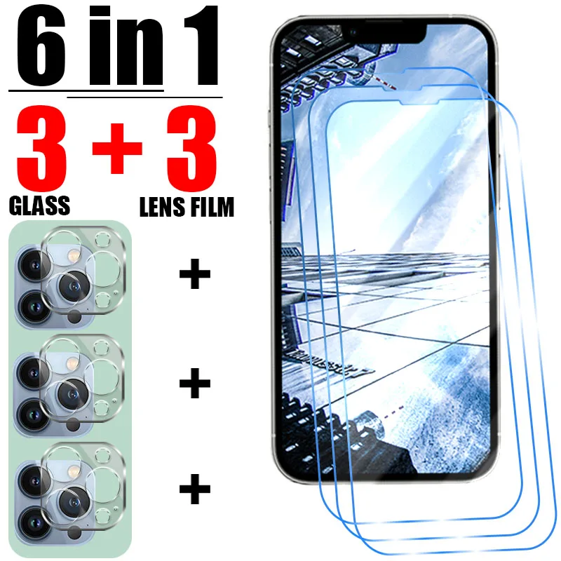 6in1 Tempered Glass For Iphone 13 12 11 Pro Max Screen Protector For