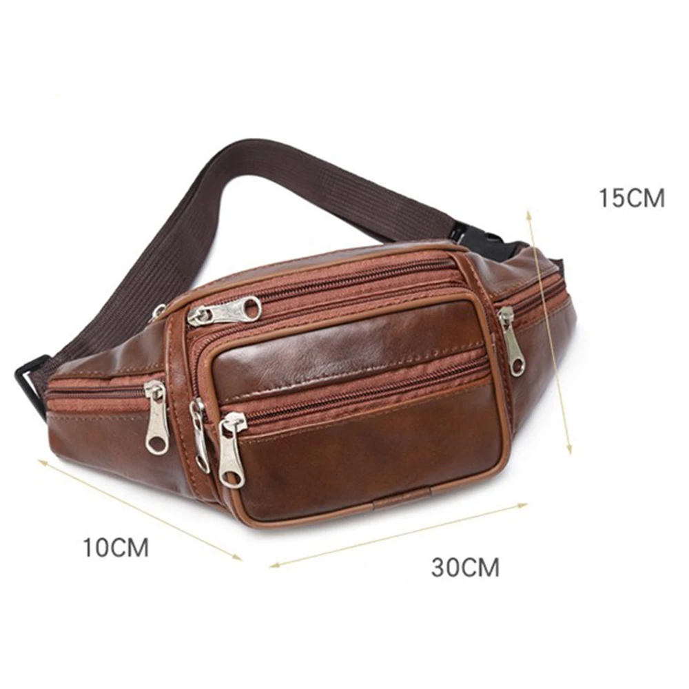2024 Men\'s Waist Pack Genuine Leather Waist Belt Bag Male Artificial Leather Fanny Pack Fashion Luxury Small Shoulder Bags