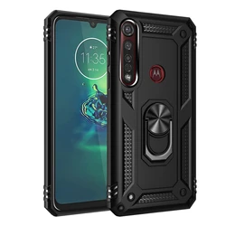 Hybrid Dual Layer Protective Phone Cover for MOTO One Vision (Black)