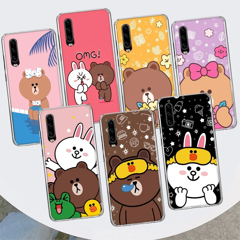 Cartoon Bear B-Brown C-Cony For Huawei P30 Lite P20 Pro P10 P40 P50 Mate 20 30 10 40 Phone Case Soft Colorfu Print Cover Fundas |