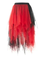 Women Layered Tulle Irregular Midi Skirts Retro Fairycore Aesthetic Y2K Skirt High Waist Pleated Skirts Bohemian Streetwear - Image 6