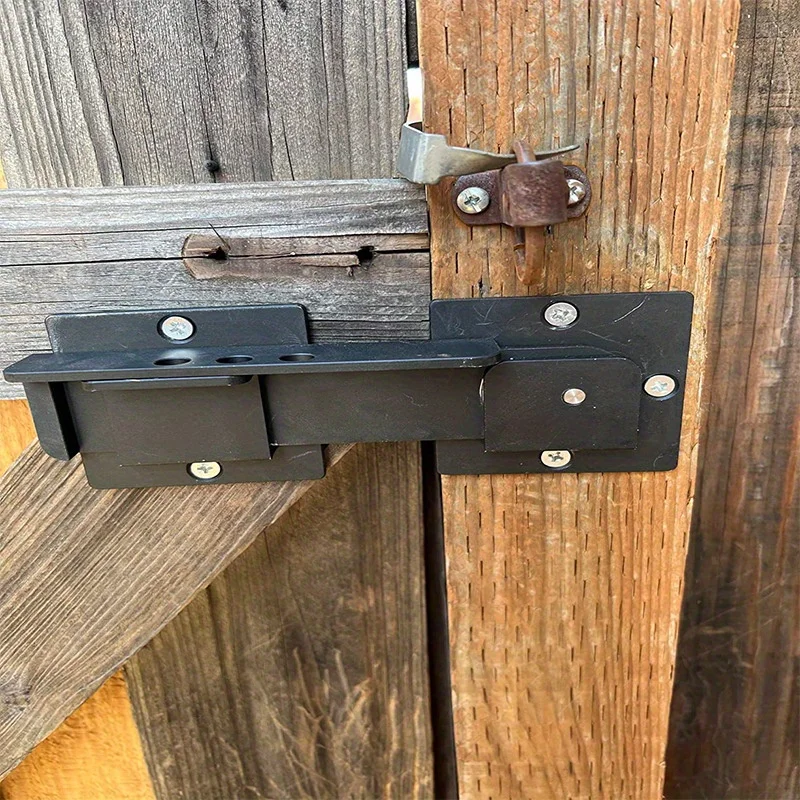 Heavy Duty Metal Flip Latches Adjustable Gate Bar Latch with Padlock Holes for Wooden Door Security Cabinet Furniture, Lock Set