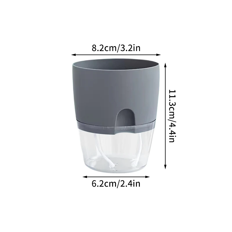 Transparent Self-Watering Hydroponic Flower Pot with Double-Layer Design and Cotton Rope System