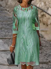  New Spring Summer Half Sleeve Casual Dress Sexy See-through Patchwork Lace Party Dress Women Fashion O Neck Loose Pullover Dress 