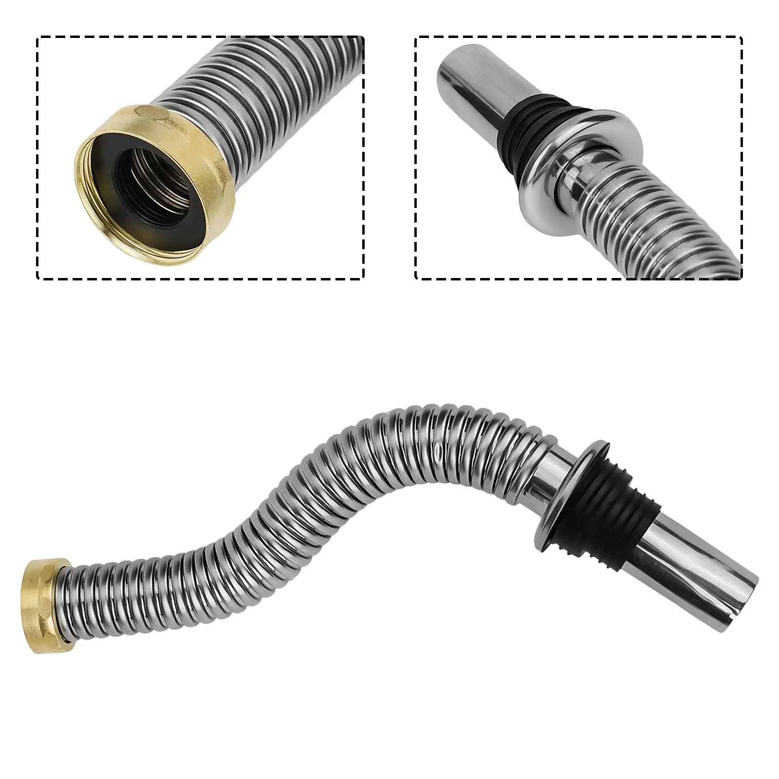

40/60cm Stainless Steel Drain Pipe Sink Siphon Waste Drain Flexible Pipe Hose Bathroom Kitchen Retractable Drainage Tube