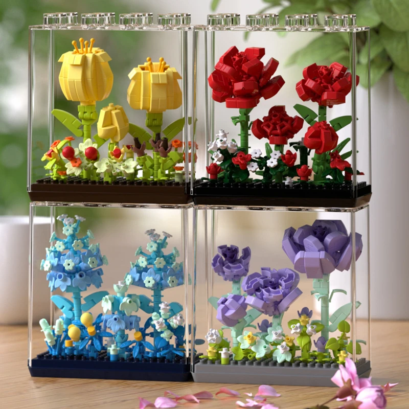 Qimeng Fun Microgranules Rose Eternal Flower Building Block