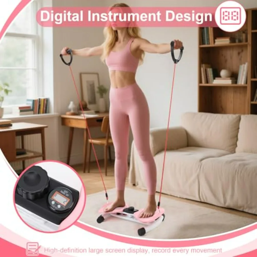 Waist Board, Noiseless Waist Machine, Adjustable Exercise Twist Board, Waist Sculptor Twist with Digital Display, 220.5 Lbs Load
