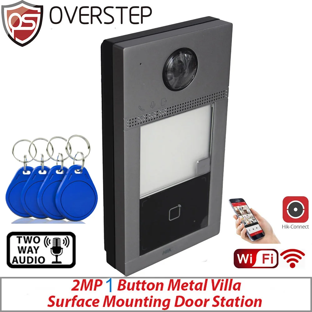 Mutil Language Wifi 1 Pulsante Metal Villa Door Station Poe Lettore Di Schede Mifare Interno 2Mp Videocitofono Wifi Ds-Kv8113-Wme1(C)