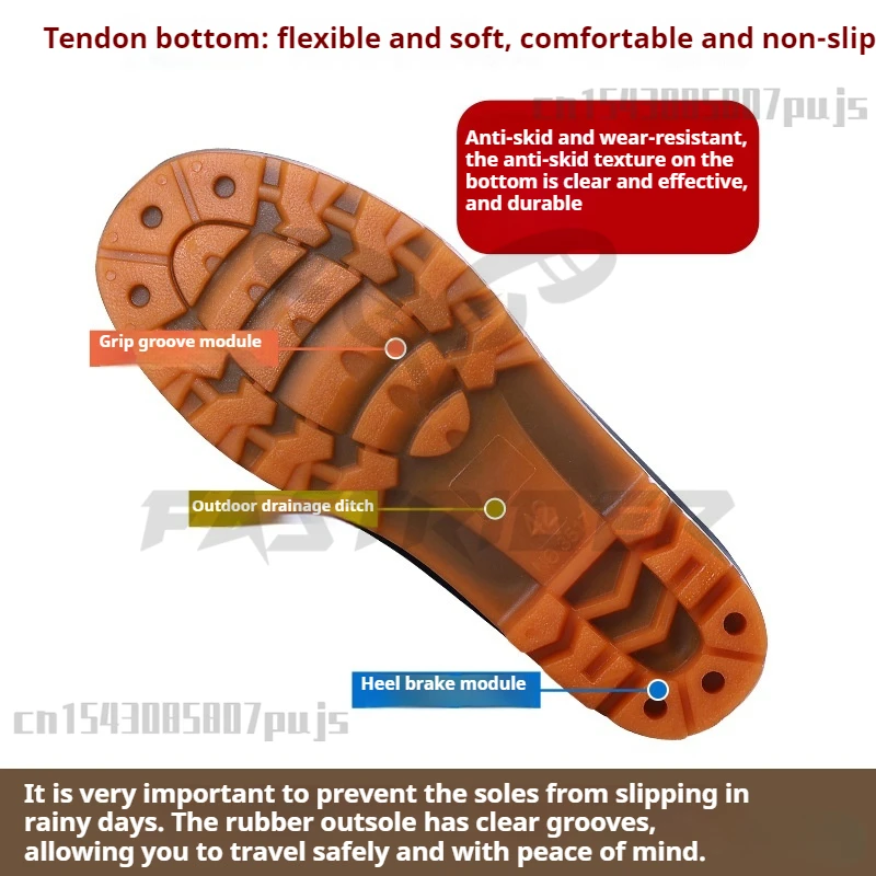 Black High Tube Rain Shoes Long Tube Rain Boots for Men Anti Slip Waterproof Fishing Shoes Outdoor Work