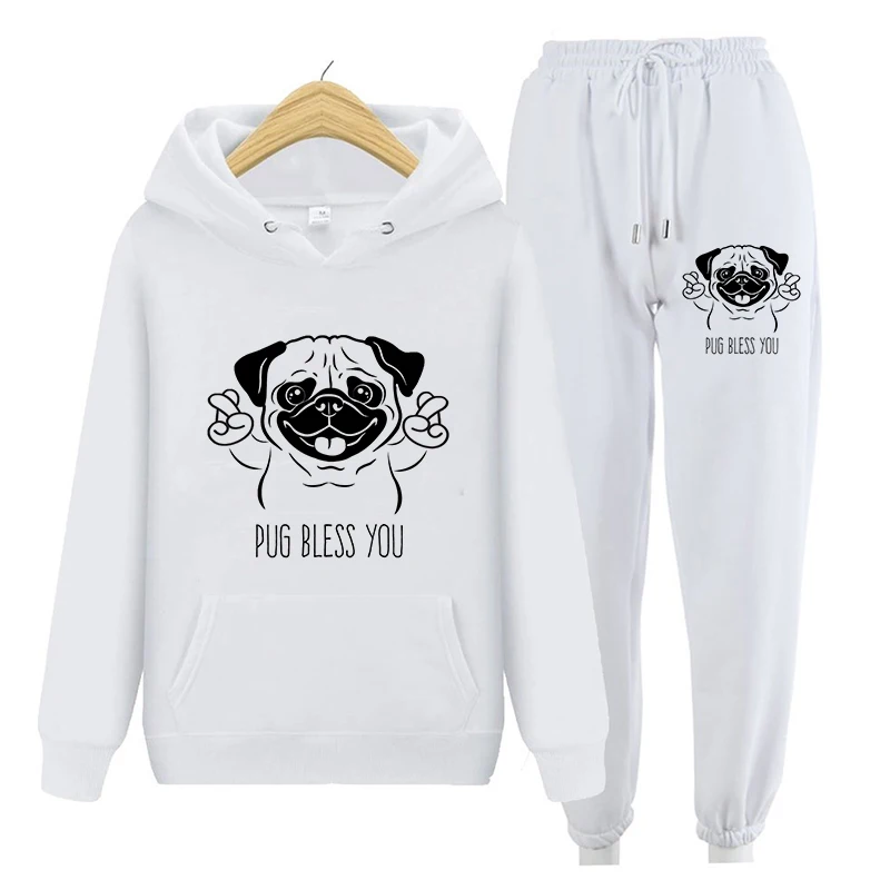 

Cute Pug Dog Print Men Women Tracksuit Sets Casual Hoodie+Pants 2pcs Sets Oversized Sweatshirt Fashion Pullover Unisex Clothing