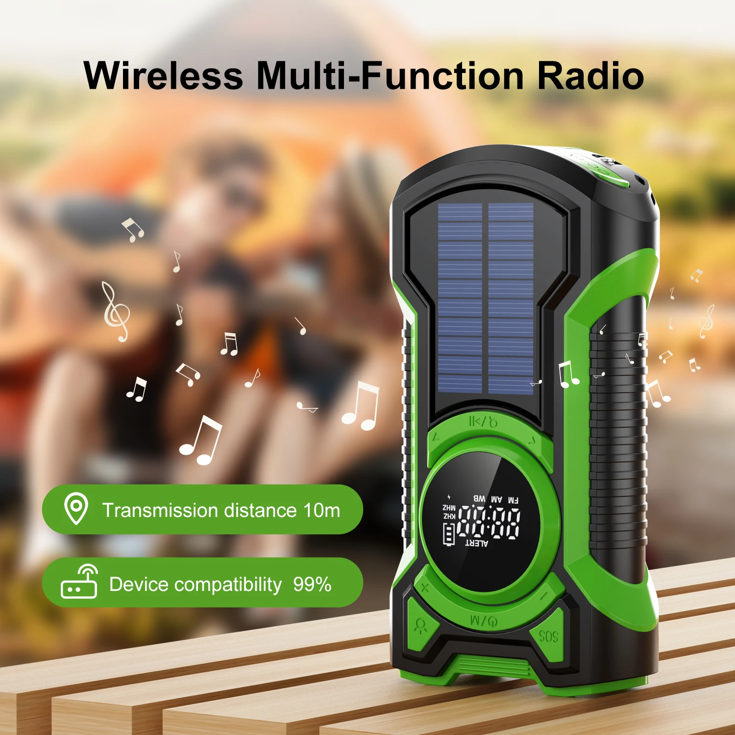 รูปสินค้า วิทยุฉุกเฉินพลังงานแสงอาทิตย์ 5000mAh กันน้ำกันฝุ่น บลูทูธ 5.3