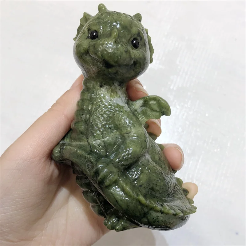 

Natural Crystal Jade Cartoon Dragon Carving Polished Powerful Animal Healing Energy Gems Crafts For Halloween Gift 1pcs