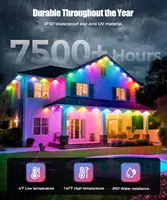 LED Permanent Outdoor Lights IP65 Waterproof RGBIC Eave Lights With Remote for Christmas New Year Roof DIY Holiday String Light - Image 3