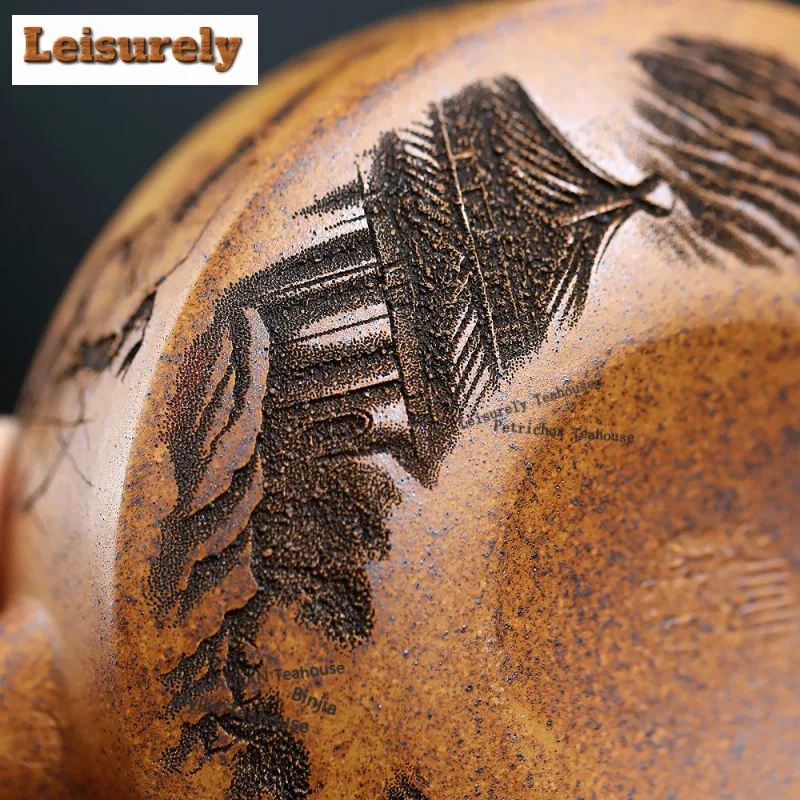 180ml Yixing Purple Clay Teapots Handmade Side Handle Pot Raw Ore Wood-fired Porcelain Mud Tea Brewing Kettle Zisha Tea Set Gift