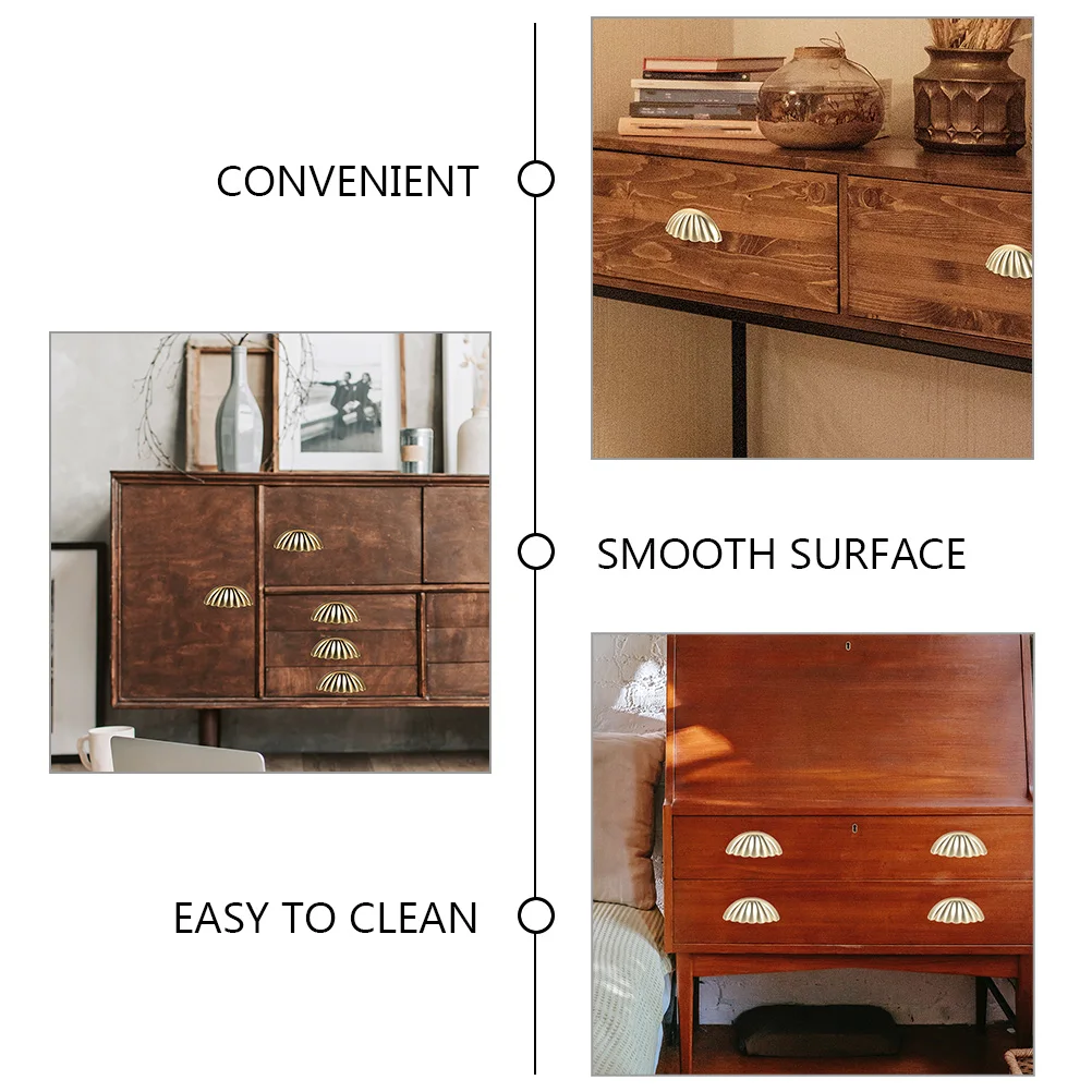 Drawer Pull Handle Cabinet Door Pull Replacement Furniture Handle Shell Shape Wardrobe Pull Handle Rust Proof Hardware Accessory