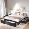 Size Platform Bed Frame with 3 Storage Drawers, Fabric Dust-Proof Sliding Drawers, No Fixed Headboard, No Box Spring Neede 1