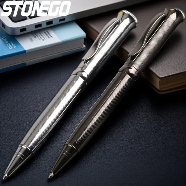 Twist Metal Ballpoint Pen Stripes Retractable Rotate Metal Rollerball Pens Cool Writing Tool 1