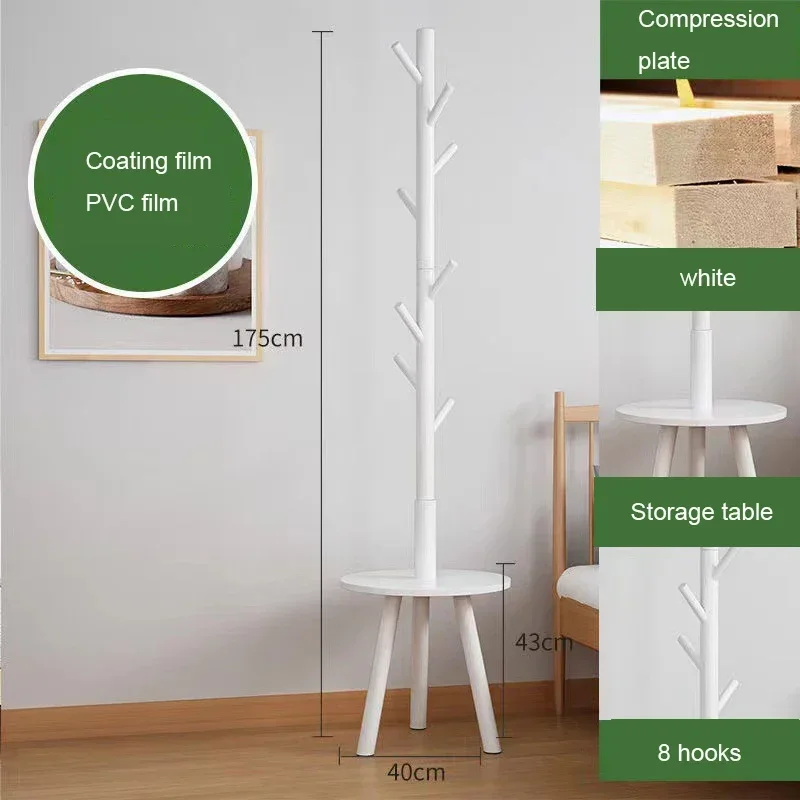 Floor Solid Wood Coat Rack, Household Clothes Hanger, Multifunctional Clothes Shelf For Bedroom Livingroom