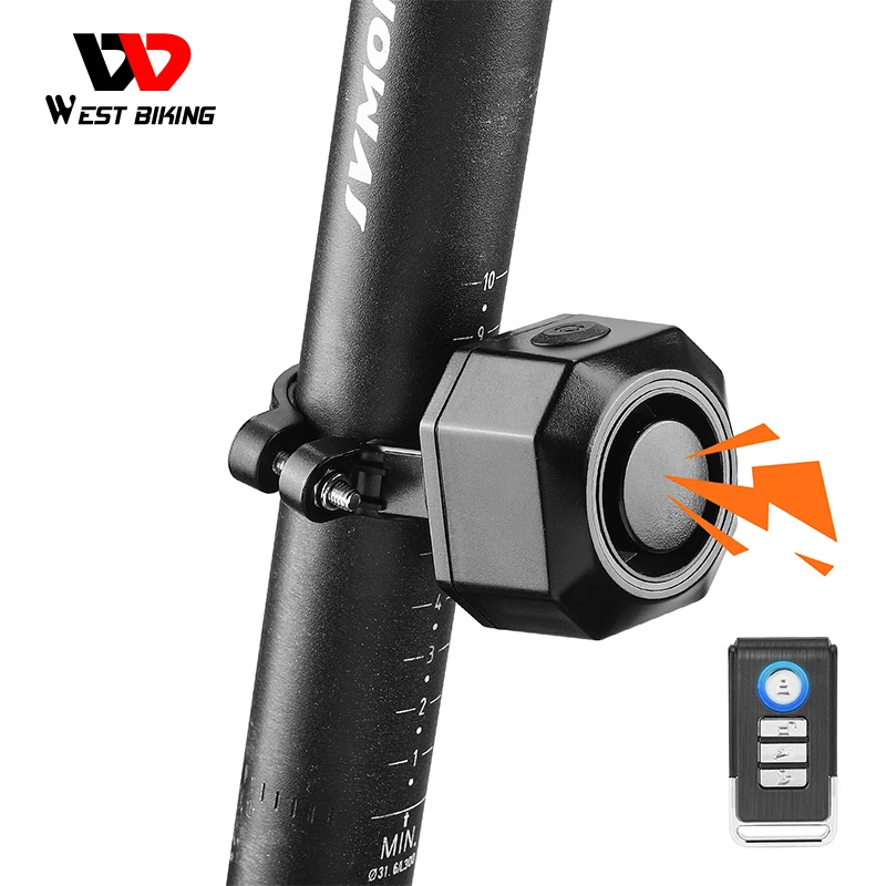 

WEST BIKING Bicycle Anti Theft Alarm Wireless Waterproof USB Charging Motorcycle Vibration Safety Alarm Remote Search Control