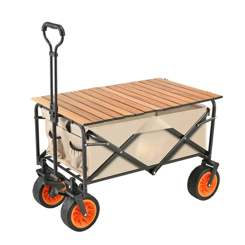 Outdoor Portable Foldable Handcart Camping Cart Beach Large Capacity Multifunctional Adjustable Handle Picnic 웨건 Wagon Trolley