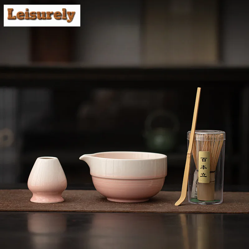 Creative Gradient Color Conch Ceramic Tea Set Complete Set Tea Brush Japanese Matcha Set Kit Green Tea Powder Tea Ceremonial