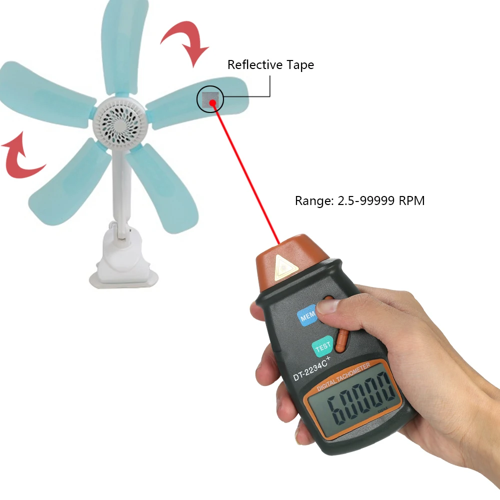 Tachometer Handheld Non Contact Laser Photo Digital RPM Speed Gauge