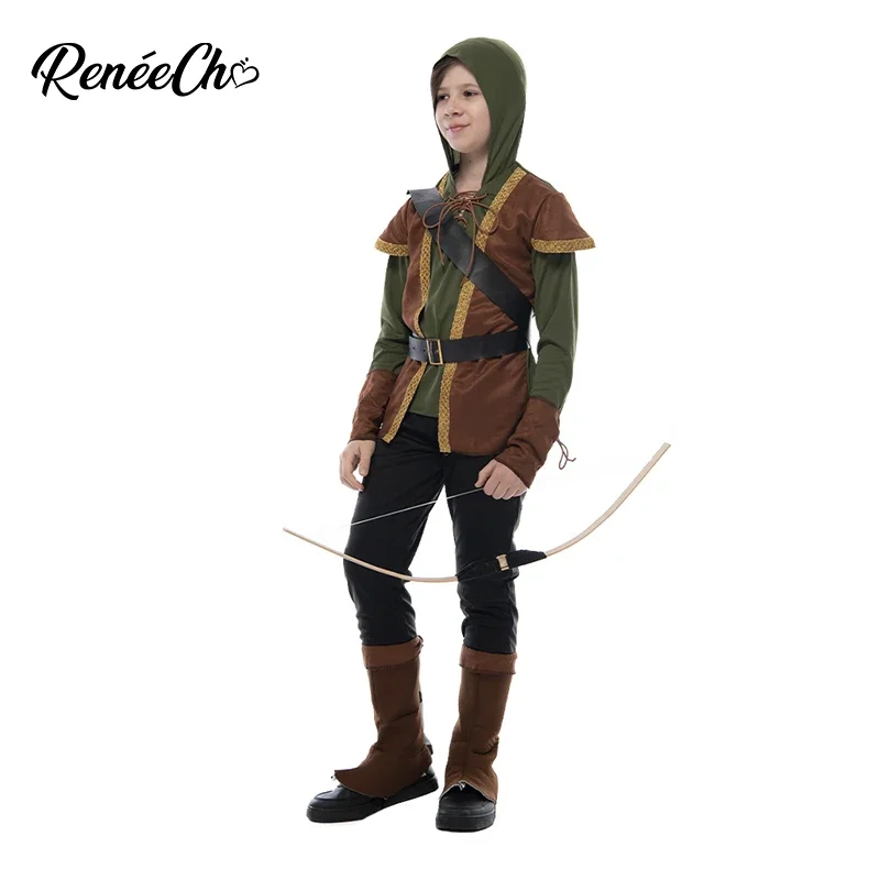 Reneecho Robin Hood Child Costume Boys Prince Of Ladders Archer Costume Green Fancy Dress Halloween Costume Outfit
