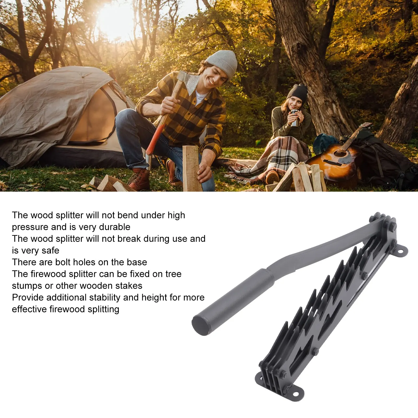 Hand Log Splitter Wall Mounted Kindling Splitter High Carbon Steel Detachable Powerful Wall Mounted Log for Home