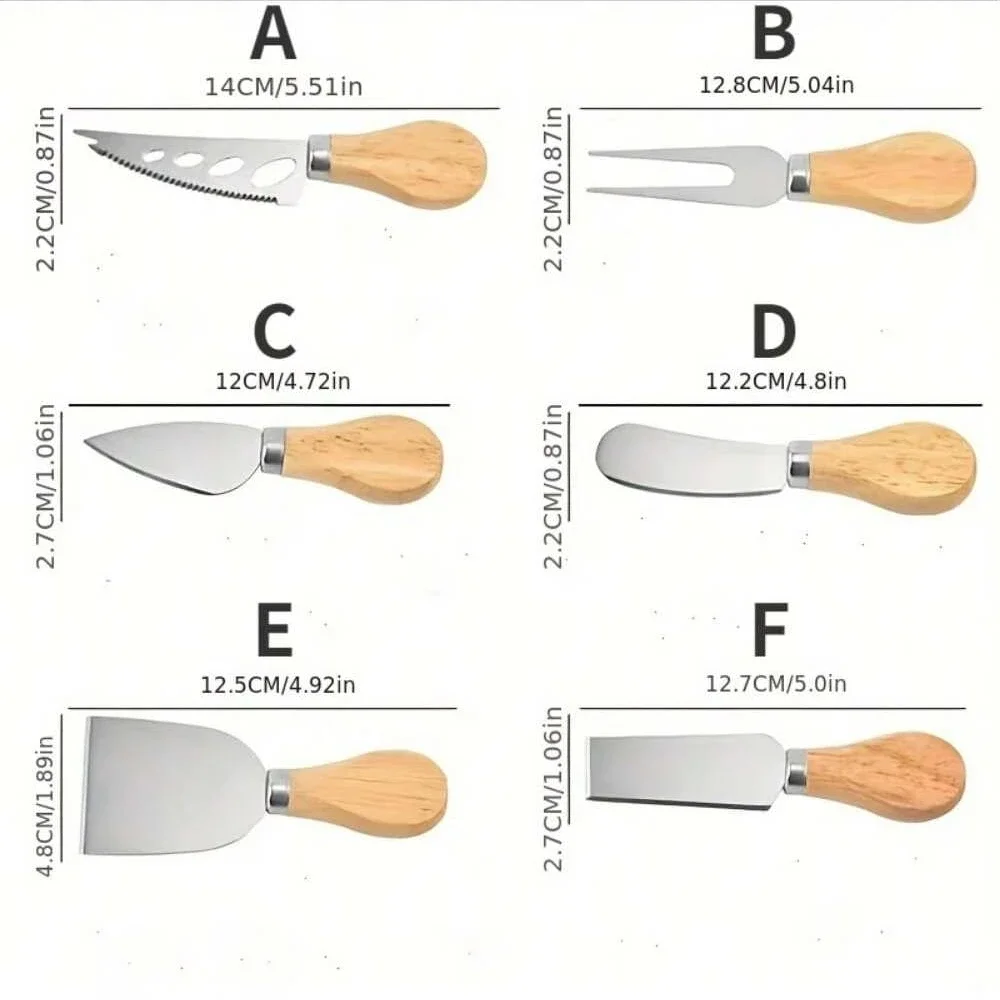 Description Picture 5 of itemSix Piece Set of Cheese Knife Box Stainless Steel Cheese Knife Set of Six Piece Cheese Knife Cheese Knife Set