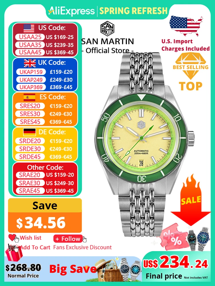 San Martin 39mm Desert Texture Uomo Dress Watch NH35 Automatico Meccanico Acciaio Teel Impermeabile Orologi Da Polso, V 3, moderno