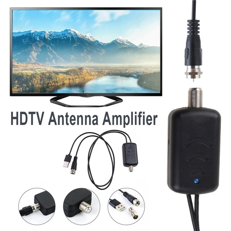  Amplificador de antena HDTV, amplificador de señal de TV,  antena HDTV, alimentada por USB, VHF (172-240 Mhz), UHF (470-860 Mhz),  compatible con 720p/1080i/1080p/ATSC : Electrónica