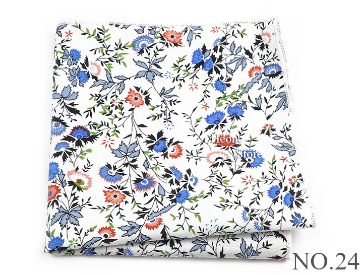 Neue schöne Blumen druck Hankerchief Baumwolle rosa blau lila Taschen tücher für Männer Hochzeits feier täglich tragen Accessoires Geschenk – Detail 25