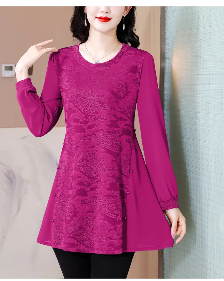 L-5XL Loose Clothes 2024 Women Spring Long Sleeve Elegant Ruffles Shirts Casual Retro Floral Tunic Peplum Tops And Blouses