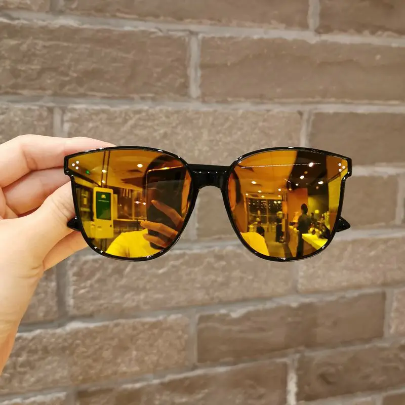 New Children Shape Round Sunglasses Girl Boy Shiny coating Double Color Vintage Sunglasses UV Protection Glasses Child_voghion.com